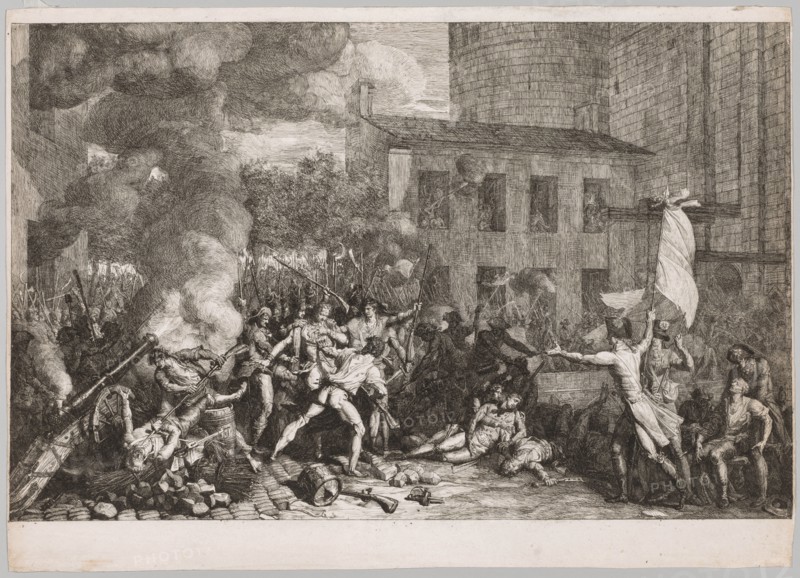The Storming of the Bastille, July 14, 1789, 1790. Charles Thévenin (French, 1764-1838). Etching; sheet: 41.6 x 58.5 cm (16 3/8 x 23 1/16 in.); image: 36.9 x 58.1 cm (14 1/2 x 22 7/8 in.)
