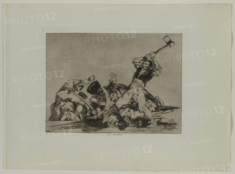 Disasters of War: Pl., 3, The Same (Thing) , 1810-1813. Francisco de Goya (Spanish, 1746-1828), Real Academia. Etching and aquatint ; sheet: 24.4 x 33.3 cm (9 5/8 x 13 1/8 in.); platemark: 15.8 x 22.9 cm (6 1/4 x 9 in.); to borderline: 14.6 x 19.8 cm (5 3/4 x 7 13/16 in.)