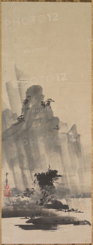 Mountain and River in Storm, first half of 17th century. Hirowatari Setsuzan (Japanese, ?-1674). Hanging scroll; ink on paper; overall: 92.7 x 34.3 cm (36 1/2 x 13 1/2 in.).