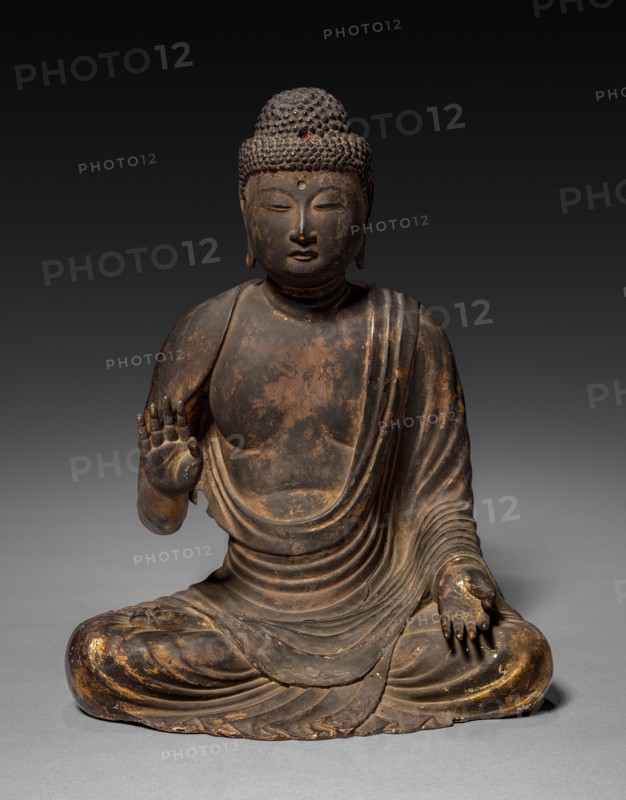 Shakyamuni, 12th century. Japan, Kamakura period (1185-1333). Wood with traces of lacquer and gilding; overall: 33.5 cm (13 3/16 in.).