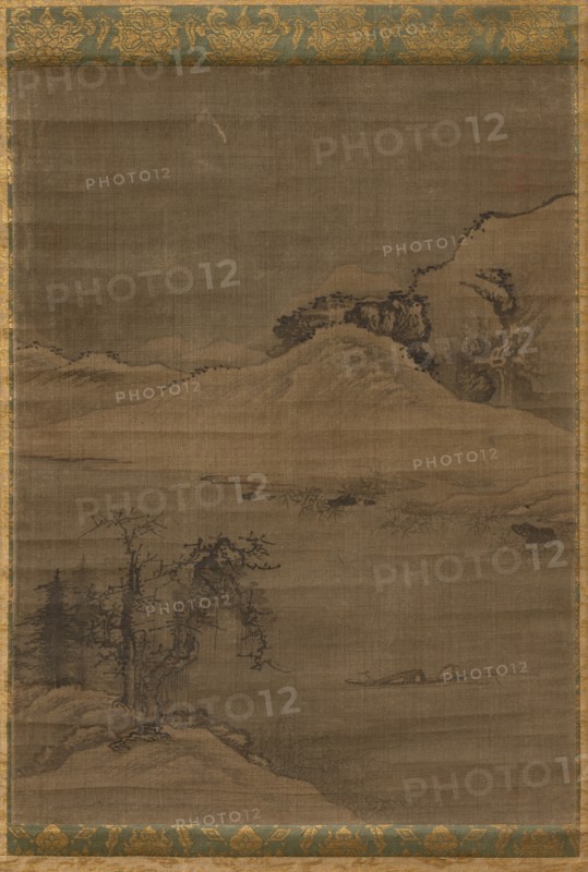 Landscape with Fishermen, 1600s. Attributed to Yi Bul-hae (Korean, active 1500s). Hanging scroll, ink and slight color on silk; overall: 122.2 x 42.9 cm (48 1/8 x 16 7/8 in.).
