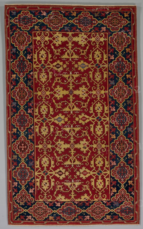 Classical Turkish Carpet with the Lotto Pattern, 1600-1650. Turkey, Ushak, Ottoman period. Wool: symmetrical rug knot; overall: 172.1 x 104.1 cm (67 3/4 x 41 in.).