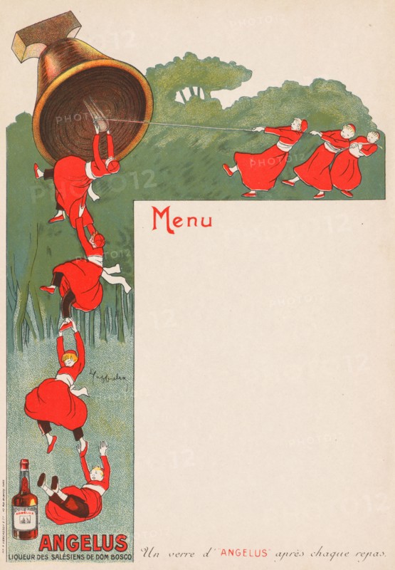 Menu Page (Angelus: Liqeur des Salésiens de Dom Bosco), 1911. Leonetto Cappiello (Italian, 1875-1942). Color lithograph