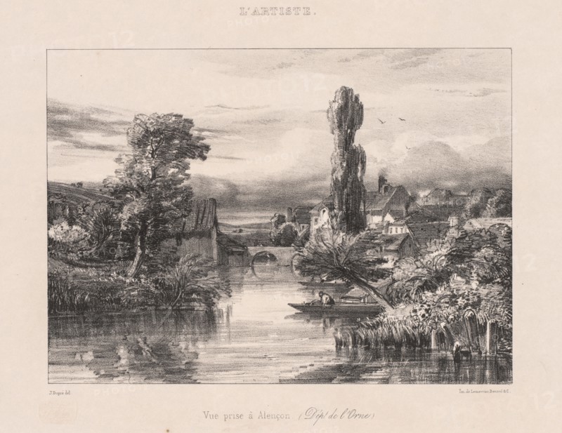 View taken at Alençon (Vue Prise à Alençon), 1839. Jules Dupré (French, 1811-1889). Lithograph