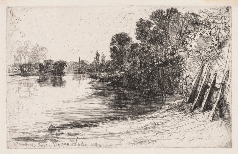 Brentford Ferry, 1864. Francis Seymour Haden (British, 1818-1910). Etching and drypoint