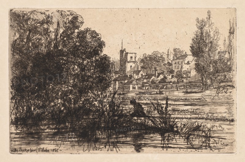 Twickenham Church, 1865. Francis Seymour Haden (British, 1818-1910). Etching and drypoint