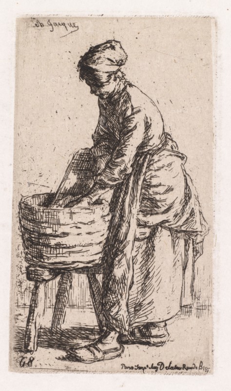Washerwoman (Laveuse), 1850. Charles-Émile Jacque (French, 1813-1894). Etching and drypoint on chine collé