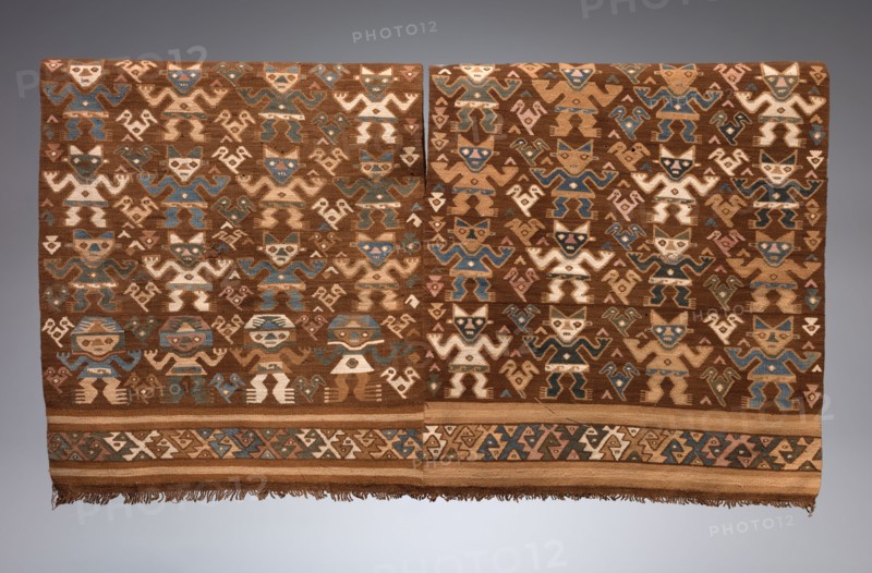 Tunic with Frontal Figures, 1400-1532. Central Andes, Central Coast, Ychsma (Pachacamac) people. Cotton; slit tapestry weave; neck edge to hem: 46.7 cm (18 3/8 in.); width across shoulders: 81.9 cm (32 1/4 in.)