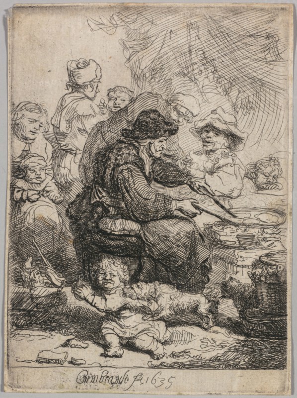 The Pancake Woman, 1635. Rembrandt van Rijn (Dutch, 1606-1669). Etching; sheet: 10.1 x 8 cm (4 x 3 1/8 in.)