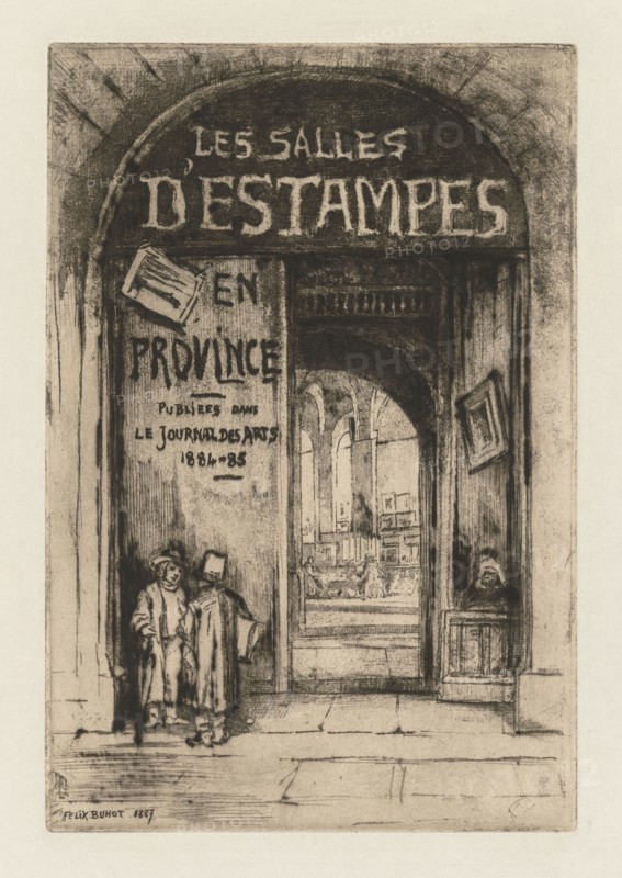 Les Salles d'Estampes en Province, 1877. Félix Hilaire Buhot (French, 1847-1898). Etching on wove paper