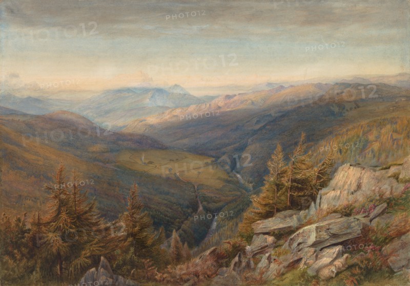 Mountain View, 1862. Robert J. Pattison (American, 1838-1903). Watercolor with graphite and touches of gouache and scraping on paper; sheet: 52.8 x 75.8 cm (20 13/16 x 29 13/16 in.).