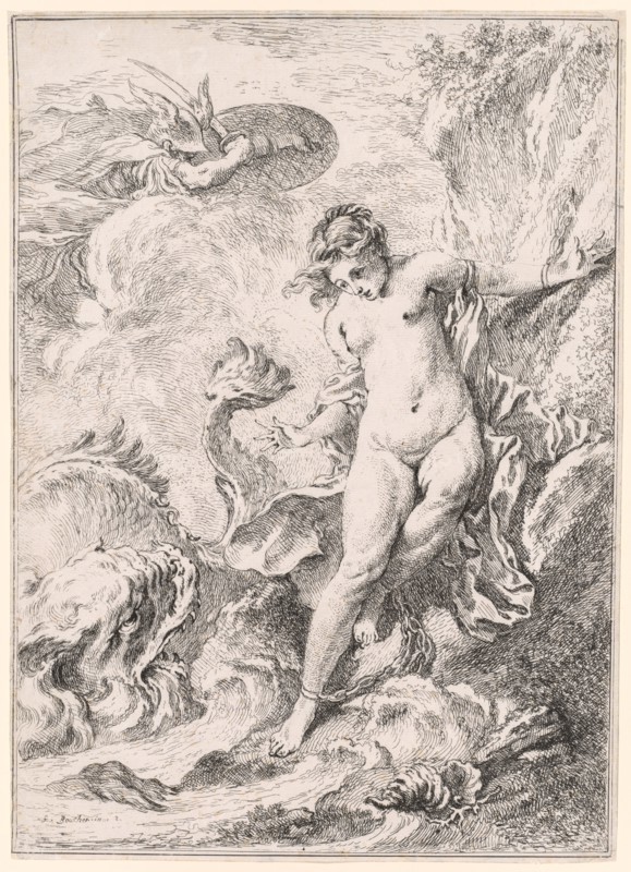 Andromeda (Andromède), 1734. François Boucher (French, 1703-1770). Etching ; sheet: 32.5 x 23.5 cm (12 13/16 x 9 1/4 in.)