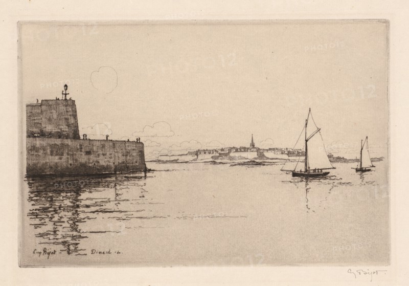 Saint-Malo Viewed from Dinard (Saint-Malo vu de Dinard), 1914. Eugène Bejot (French, 1867-1931). Etching; platemark: 16.3 x 24.7 cm (6 7/16 x 9 3/4 in.); sheet: 24.9 x 35.2 cm (9 13/16 x 13 7/8 in.)