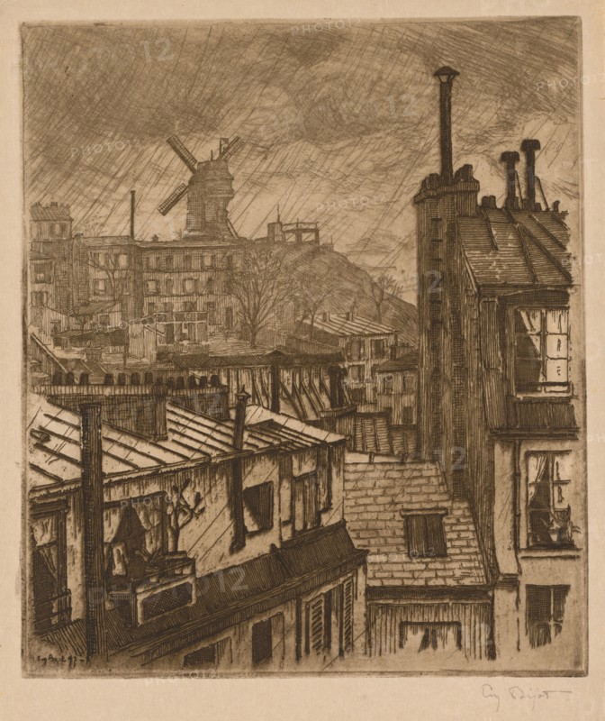 Montmartre, le Moulin de la Gallette, 1897. Eugène Bejot (French, 1867-1931). Etching and aquatint; platemark: 25.2 x 22 cm (9 15/16 x 8 11/16 in.); sheet: 39.5 x 23.8 cm (15 9/16 x 9 3/8 in.).