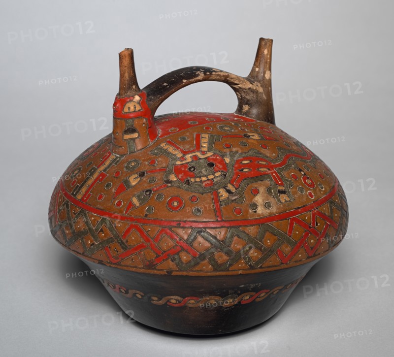 Double-spouted Vessel, 750-1 BC. Andes, south coast, Paracas people. Ceramic, resin-based paint; overall: 19.7 x 20.7 cm (7 3/4 x 8 1/8 in.).