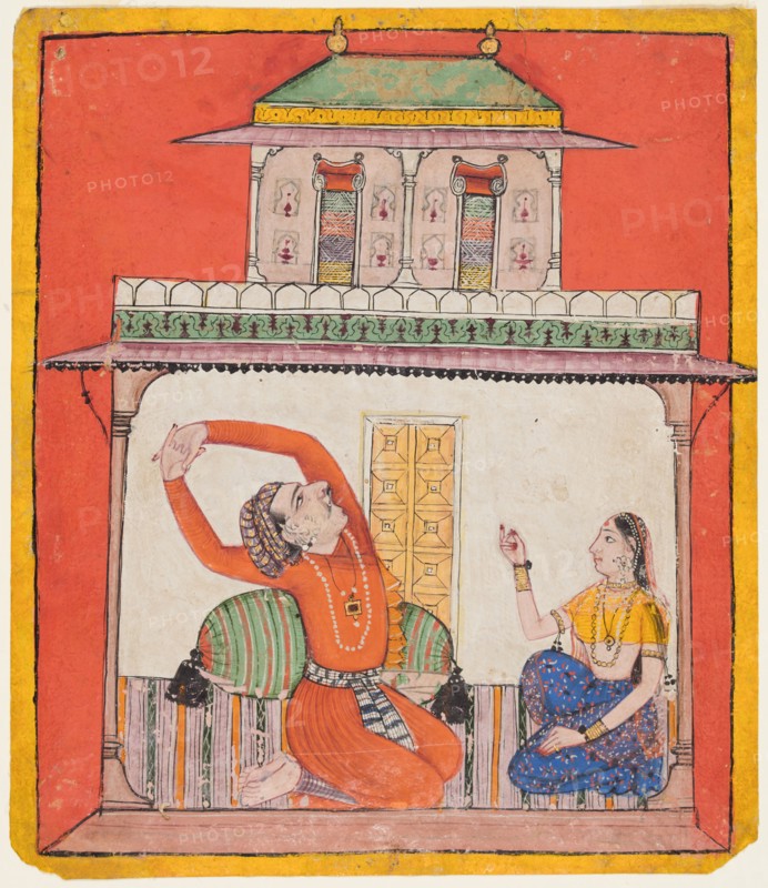 Vighada Raga of Sri, c. 1700. India, Baghal (Arki). Opaque watercolor on paper; miniature: 21 x 17.8 cm (8 1/4 x 7 in.).