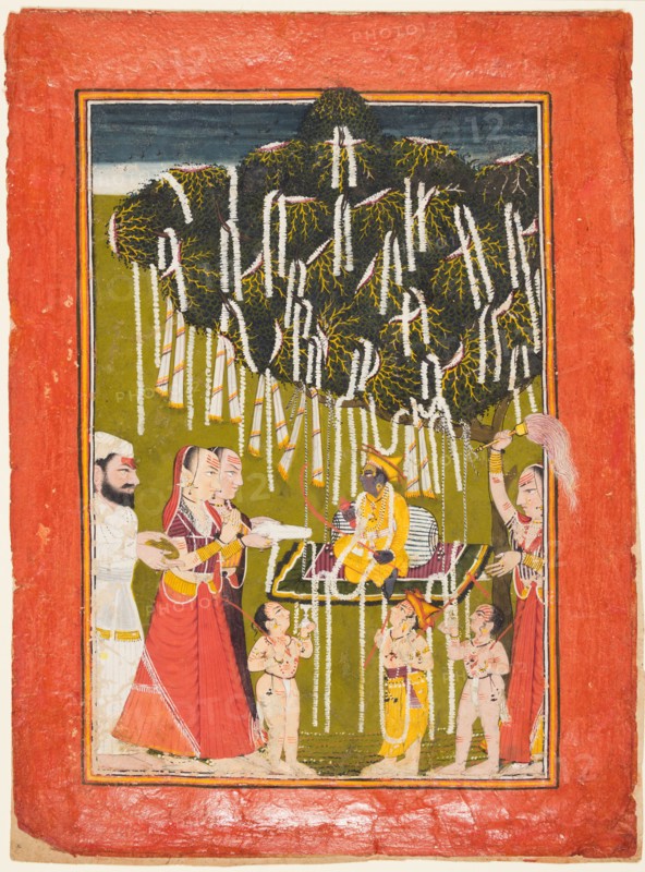 Fertility worship of Krishna, c. 1720-25. India, Himachal Pradesh, Mandi. Color on paper; page: 28.8 x 21.5 cm (11 5/16 x 8 7/16 in.); miniature: 23.5 x 16.4 cm (9 1/4 x 6 7/16 in.).