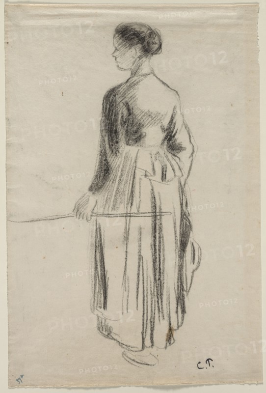 The Cowherdess, Eragny, 1886. Camille Pissarro (French, 1830-1903). Crayon; sheet: 43.6 x 29.1 cm (17 3/16 x 11 7/16 in.).