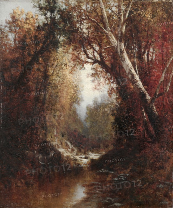 Autumn Scene in the Adirondacks, 1877. William Hart (American, 1823-1894). Oil on canvas; unframed: 32 x 26.5 cm (12 5/8 x 10 7/16 in.).