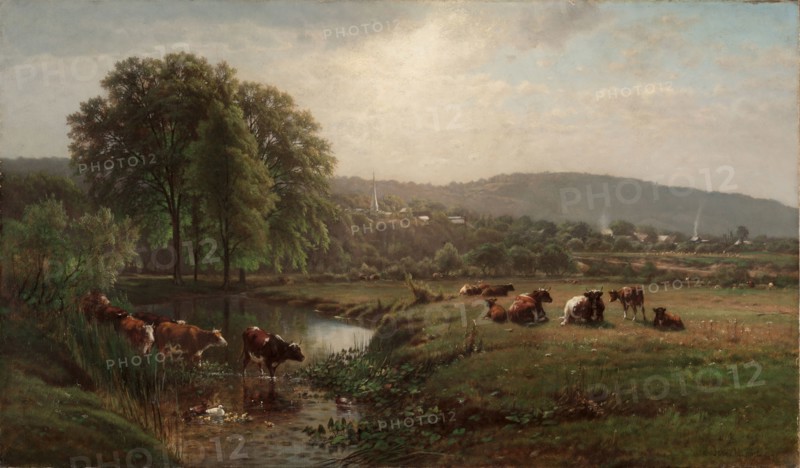 Morning in New England, 1873. James McDougal Hart (American, 1828-1901). Oil on canvas; unframed: 51.5 x 86.6 cm (20 1/4 x 34 1/8 in.).