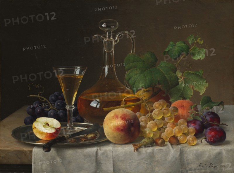 Still Life with Fruit, 1873. Emilie Preyer (German, 1849-1930). Oil on fabric; unframed: 35 x 46.5 cm (13 3/4 x 18 5/16 in.).