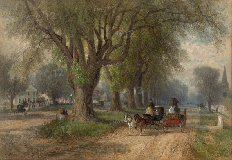 Sunday in New England, c. 1876. Albert Fitch Bellows (American, 1829-1883). Watercolor; sheet: 63.6 x 91.8 cm (25 1/16 x 36 1/8 in.).