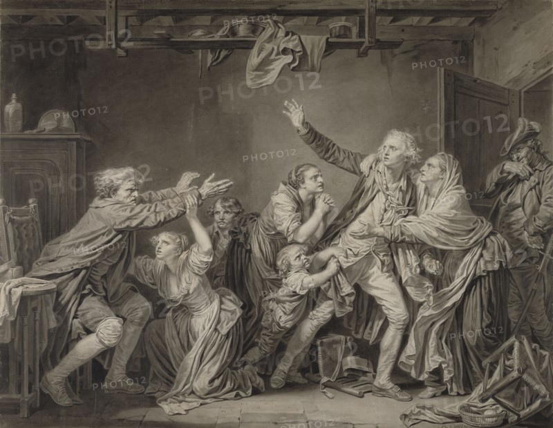 The Father's Curse: The Ungrateful Son; Jean-Baptiste Greuze, French, 1725 - 1805, France; about 1778; Brush and gray wash
