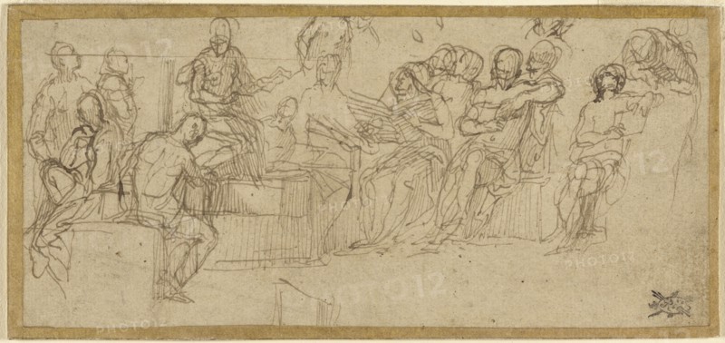 Christ Preaching in the Temple; Paolo Veronese, Paolo Caliari, Italian, 1528 - 1588, Italy; about 1548; Pen and brown ink