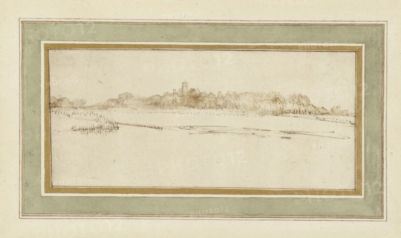 Landscape with the House with the Little Tower; Rembrandt Harmensz. van Rijn, Dutch, 1606 - 1669, about 1651; Pen and brown ink