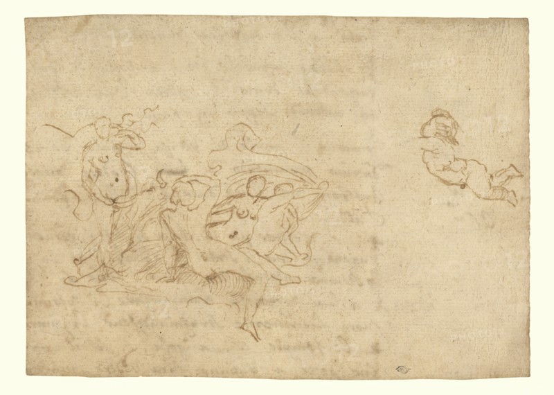 Study for the Triumph of Neptune and Amphitrite; Nicolas Poussin, French, 1594 - 1665, France; about 1635; Pen and brown ink