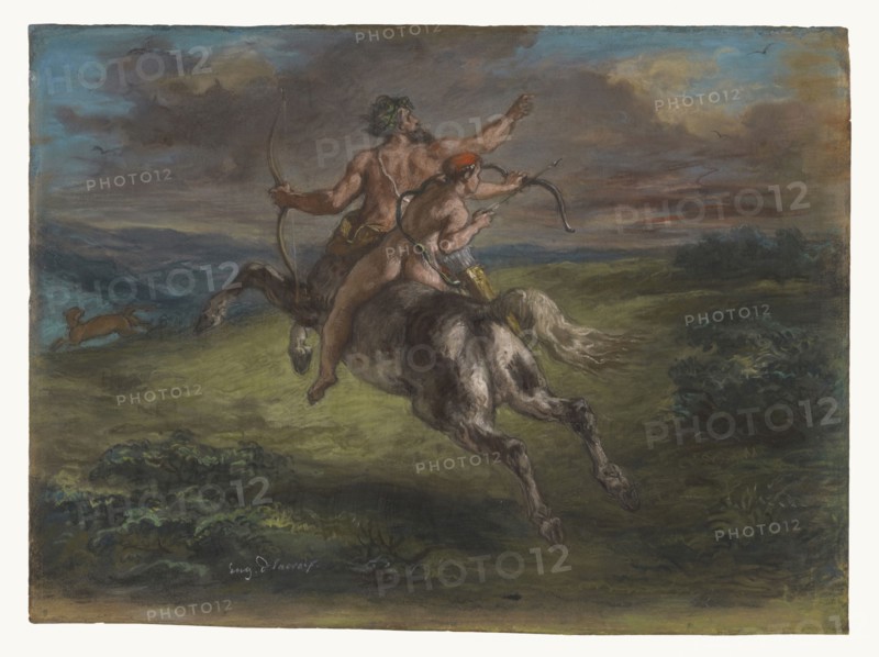 The Education of Achilles; Eugène Delacroix, French, 1798 - 1863, 1862; Pastel; 30.6 × 41.9 cm, 12 1,16 × 16 1,2 in