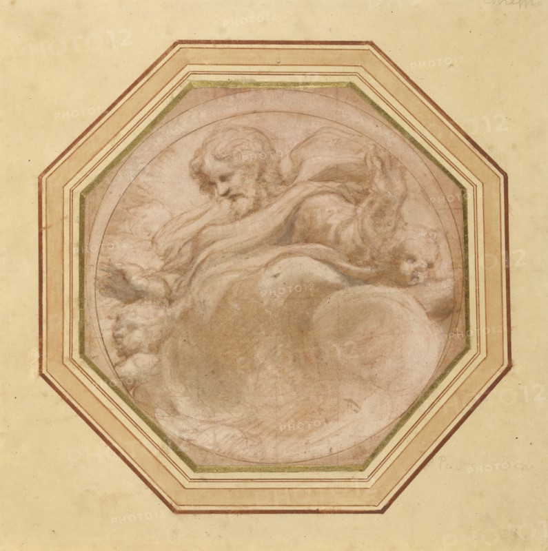 Christ in Glory; Correggio, Antonio Allegri, Italian, about 1489 - 1534, Italy; 1520 - 1523; Red chalk and brown and gray wash