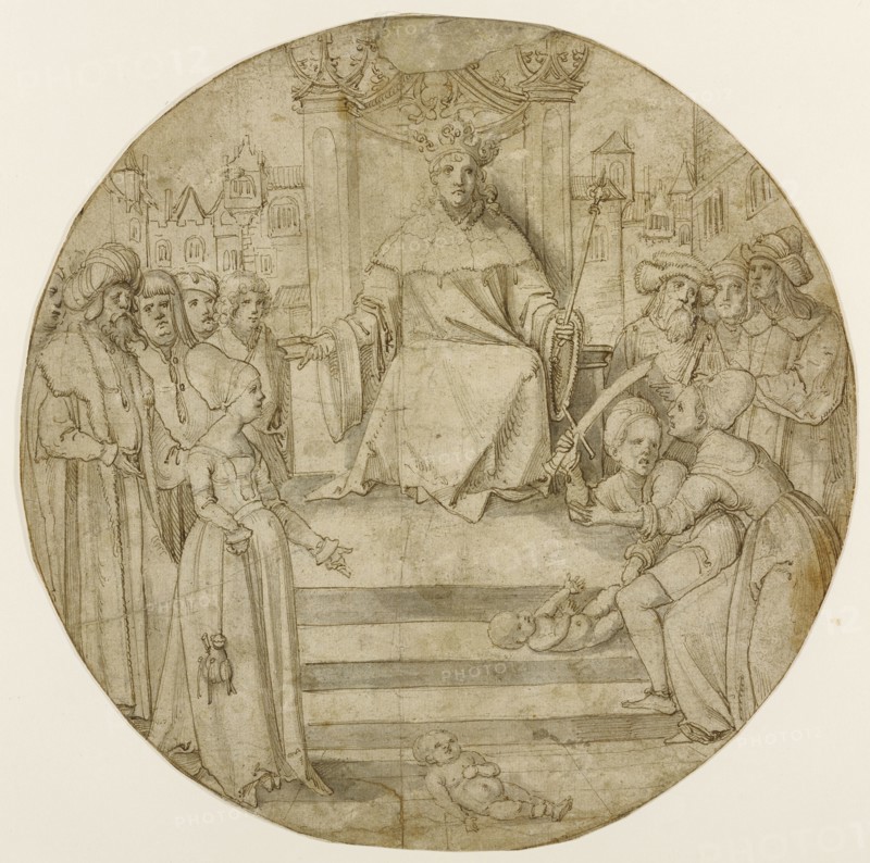 The Judgment of Solomon; Hans von Kulmbach, German, about 1480 - 1522, Germany; about 1510 - 1515; Pen and brown ink and gray