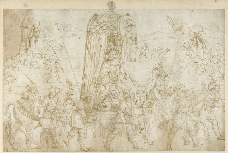 A Turkish Procession; Erhard Schön, German, about 1491 - 1542, Germany; 1532; Pen and brown ink; 23.7 x 37 cm