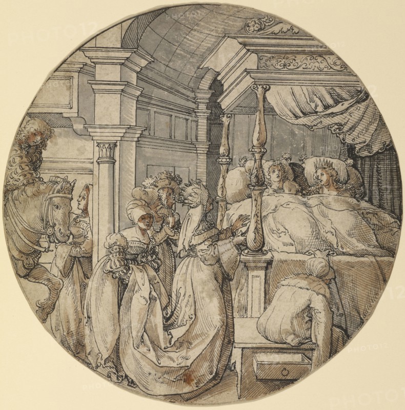 Bridal Scene; Jörg Breu the Elder, German, about 1475,1476 - 1537, Germany; about 1520 - 1525; Pen and black ink, brown