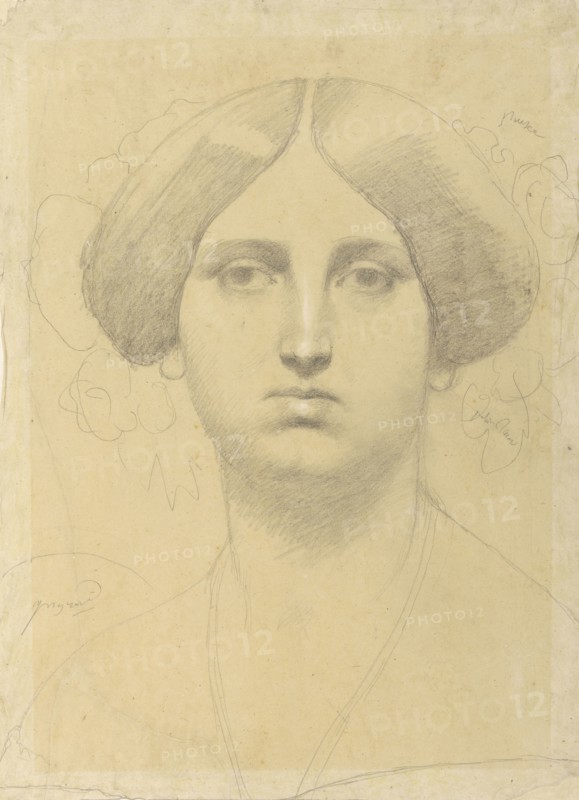 Study of Madame Moitessier; Jean-Auguste-Dominique Ingres, French, 1780 - 1867, France; 1851; Graphite and white chalk