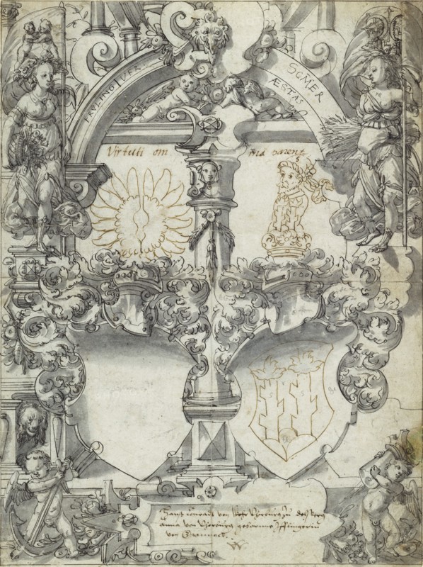 Design for a Marriage Window with the Seasons Spring and Summer; Daniel Lindtmayer, Swiss, 1552 - 1602,1607, about 1595 - 1600