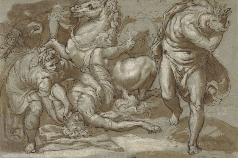 The Conversion of Saint Paul; Taddeo Zuccaro, Italian, 1529 - 1566, Italy; 1558 , 1559 - 1566; Pen and brown ink, brush with