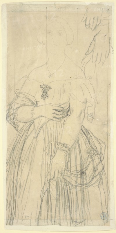 Study for the Dress and the Hands of Madame Moitessier; Jean-Auguste-Dominique Ingres, French, 1780 - 1867, France; 1851