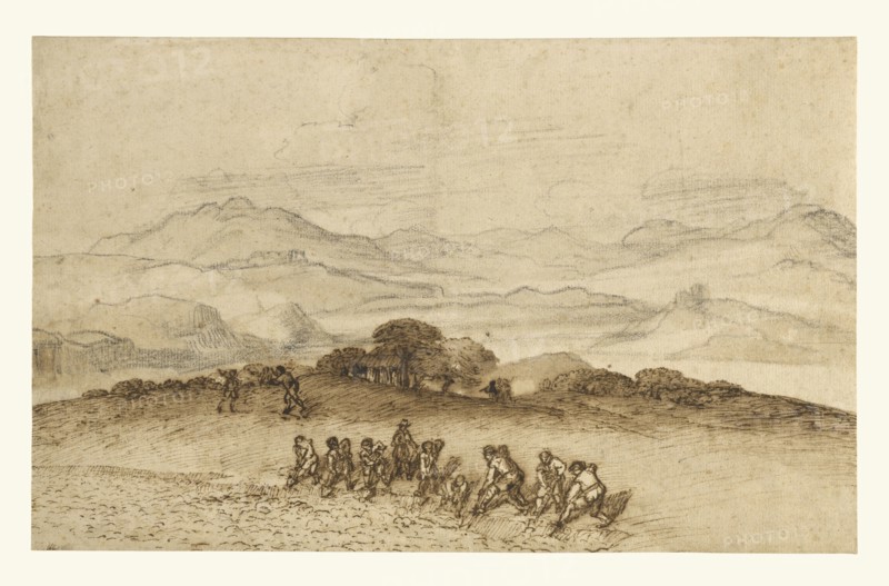 Landscape in Latium with Farm Laborers; Claude Lorrain, Claude Gellée, French, 1604 or 1605 ? - 1682, France; about 1660