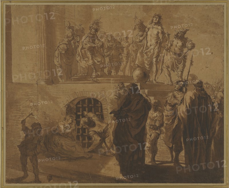 Christ Before Pilate; Nikolaus Knüpfer, Dutch, about 1603 - 1655, about 1640 - 1650; Brush and brown ink and brown wash