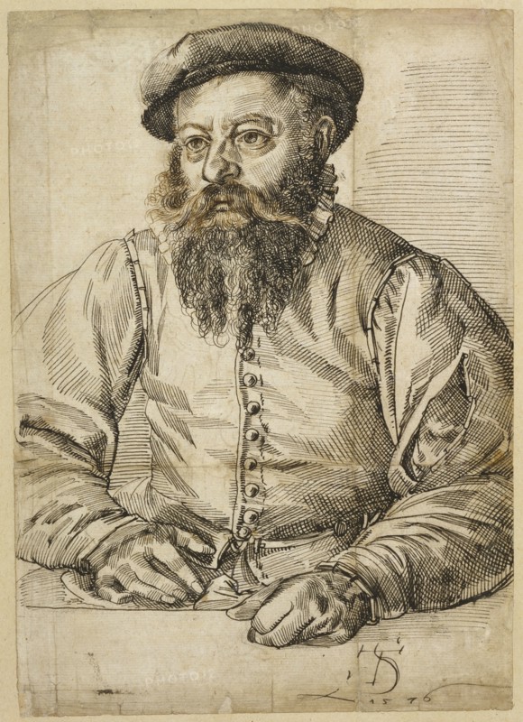 Portrait of a Bearded Man; Tobias Stimmer, Swiss, 1539 - 1584, 1576; Pen and black and brown ink over black chalk