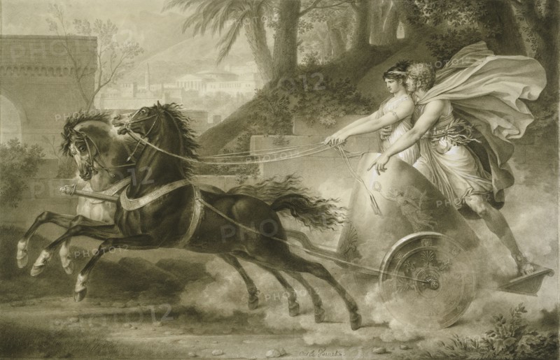 The Return from the Race; Carle Vernet, French, 1758 - 1836, 1800; Black chalk stumped and heightened with white; framing line