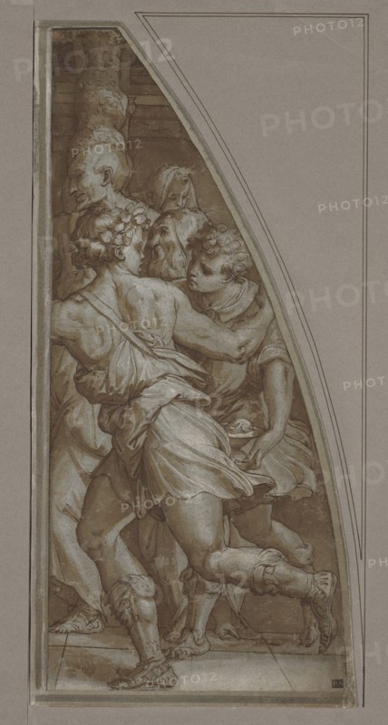 Youth Running; Giorgio Vasari, Italian, 1511 - 1574, about 1544 - 1545; Pen and brown ink and brown wash over traces of black