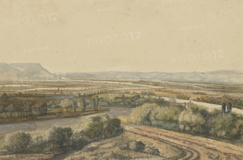 River Landscape; Philips Koninck, Dutch, 1619 - 1688, about 1675; Watercolor and gouache; 13.5 x 20 cm, 5 5,16 x 7 7,8 in