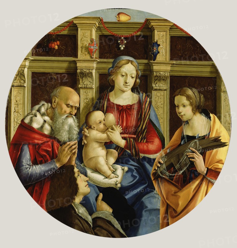 Madonna and Child with a Male Saint, Catherine of Alexandria and a Donor; Michelangelo di Pietro Membrini, Italian, Lucchese