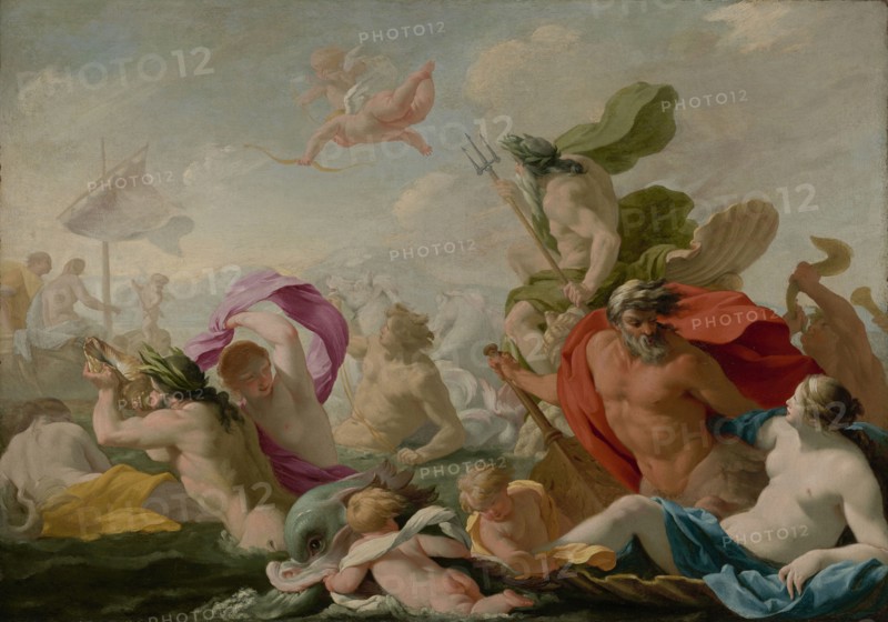 Marine Gods Paying Homage to Love; Eustache Le Sueur, French, 1616 - 1655, about 1636 - 1638; Oil on canvas; 96.2 x 136.2 cm