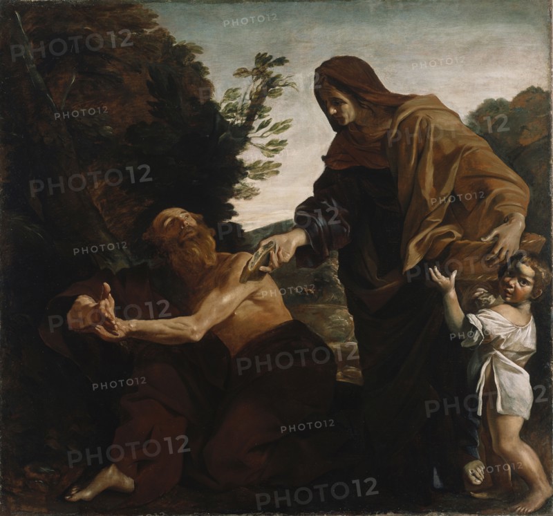 Elijah Receiving Bread from the Widow of Zarephath; Giovanni Lanfranco, Italian, 1582 - 1647, 1621 - 1624; Oil on canvas