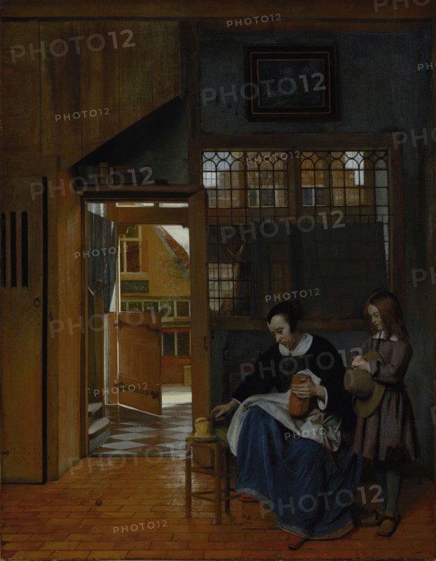 A Woman Preparing Bread and Butter for a Boy; Pieter de Hooch, Dutch, 1629 - 1684, about 1660 - 1663; Oil on canvas