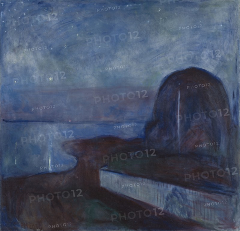 Starry Night; Edvard Munch, Norwegian, 1863 - 1944, 1893; Oil on canvas; 135.6 × 140 cm, 53 3,8 × 55 1,8 in